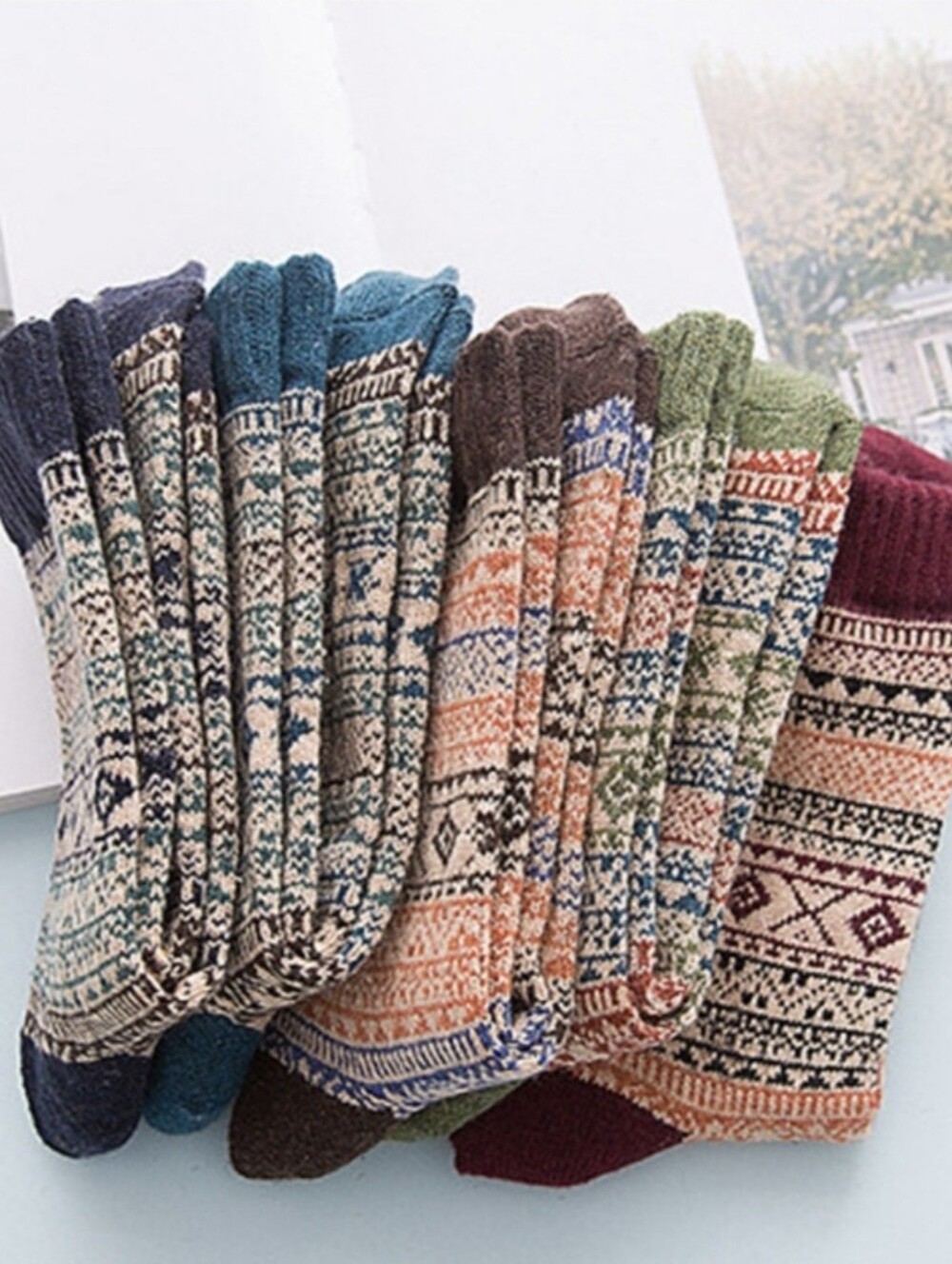 Bundle of Patterned Multicolor Crew Socks